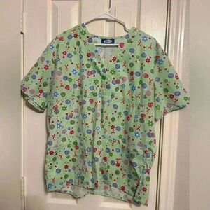 2- like new scrub tops by factory uniforms size large